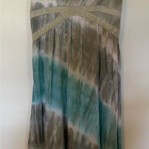 Sartiki Midi tie dye Dress M sage white aqua beach casual summer cover-up